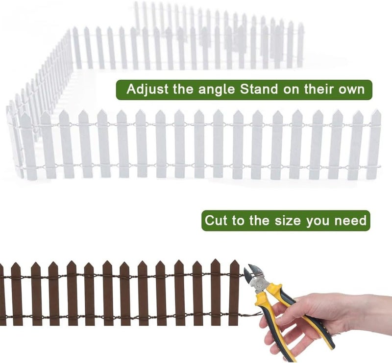 Goodern Miniature Wooden Fence,2 Pack 90*5CM Small Picket Fence Decorative Garden Fence Miniature Wood Picket Fence Mini Ornament for DIY Fairy Garden Micro Landscape Dollhouse Flower Pot Decor-Beige - Image 5