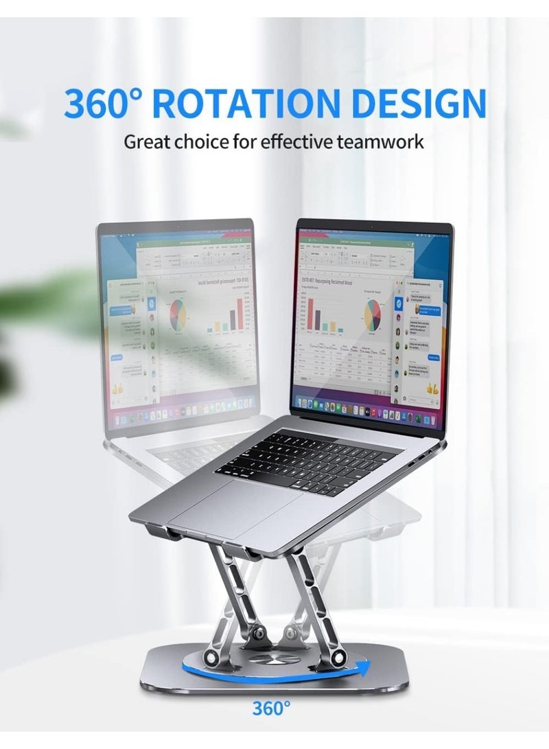 Adjustable Laptop Stand with 360° Rotating Base – Ergonomic Foldable Laptop Holder for Notebooks up to 16 Inches – Ideal for Office Use - Image 1