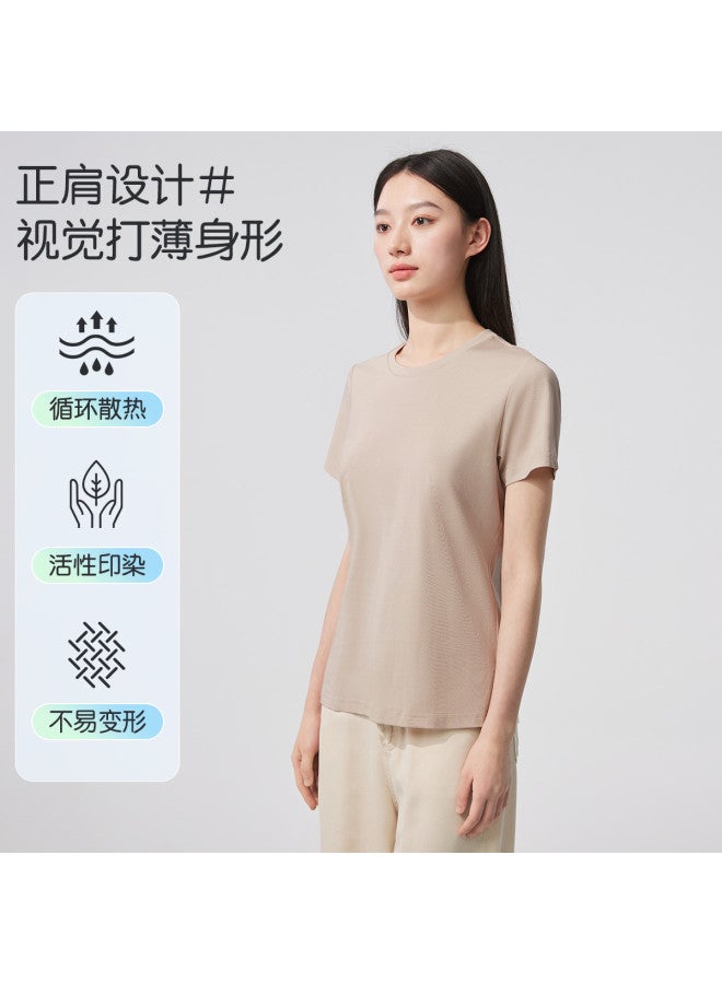 MIIOW Autumn Women'S Short-Sleeved Base Layer Skin-Friendly T-Shirt, Versatile Solid Color Women'S Tee - Image 3