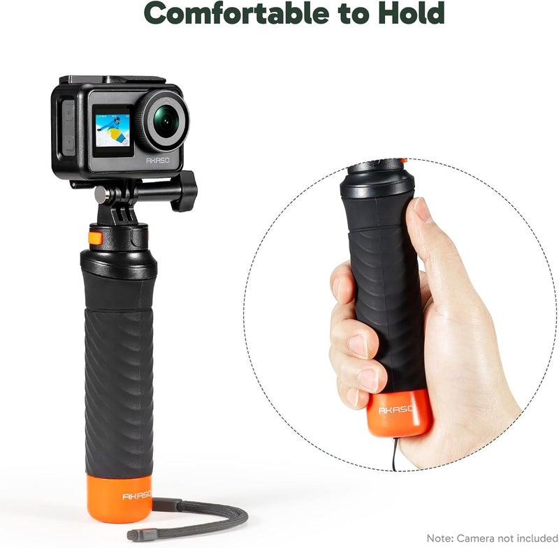 AKASO Waterproof Floating Hand Grip Compatible with AKASO Action Cameras EK7000/Brave 4/Brave 7 LE/Brave 7/Gogro Hero12/11/10/ 9/Max/DJI Osmo Action, Handle Mount Accessories for Water Sports - Image 3