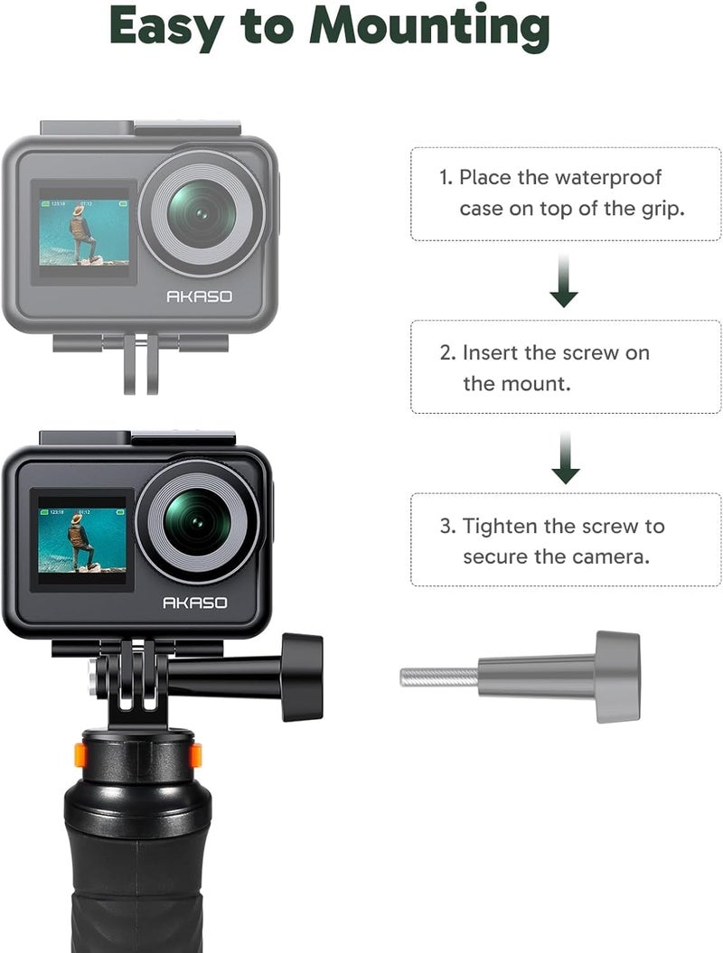 AKASO Waterproof Floating Hand Grip Compatible with AKASO Action Cameras EK7000/Brave 4/Brave 7 LE/Brave 7/Gogro Hero12/11/10/ 9/Max/DJI Osmo Action, Handle Mount Accessories for Water Sports - Image 4