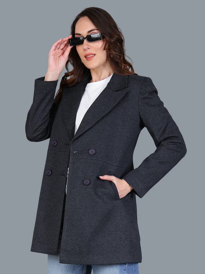 فورت كولينز معطف نسائي رمادي بأزرار فورت كولينز