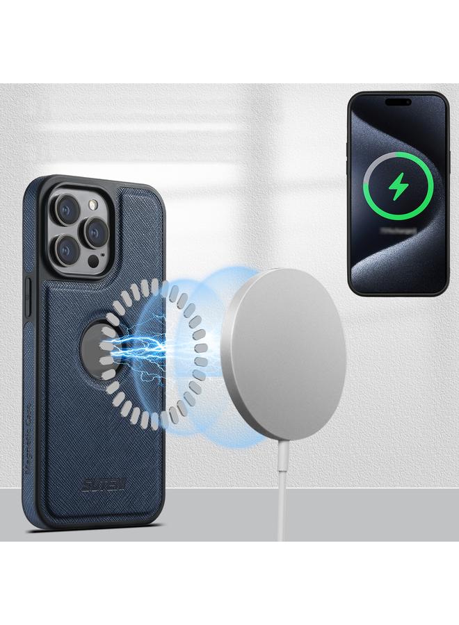 Suteni Case For iPhone 13 Pro Max M2 Cross-Grain MagSafe Vertical Card Back Phone Case - Image 5