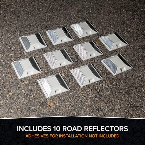 Merhoff Larkin Road Reflectors Pack of 10 | 4 by 4 inch Street Pavement & Asphalt Stud Markers | Great for Speed Bumps, Sidewalks, Pedestrian Crossings, Freeways & Driveways | Industrial Grade (White) - Image 5