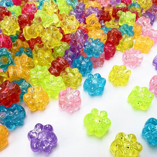MIIIM 400 Pcs Glitter Flower Pony Beads Shapes for Friendship Bracelet, Large Hole Kandi Beads for Hair Braids, Jewelry Making (Multi-Glitter) - Image 2