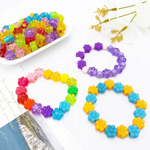 MIIIM 400 Pcs Glitter Flower Pony Beads Shapes for Friendship Bracelet, Large Hole Kandi Beads for Hair Braids, Jewelry Making (Multi-Glitter) - Image 4