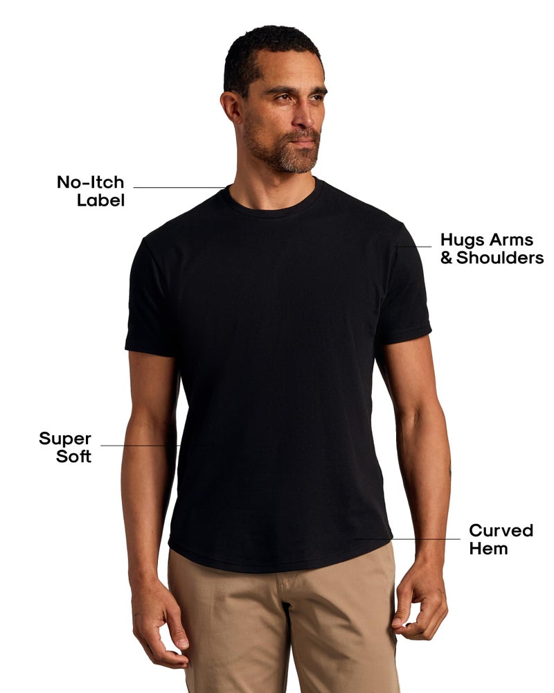 True Classic Mens T-Shirts â€“ Curved Hem Tee Mens, Hipster Shirts for Men, Long Tail T Shirts for Man, Drop Cut Lounge/Sleep, Pack of 1, Black, L - Image 2