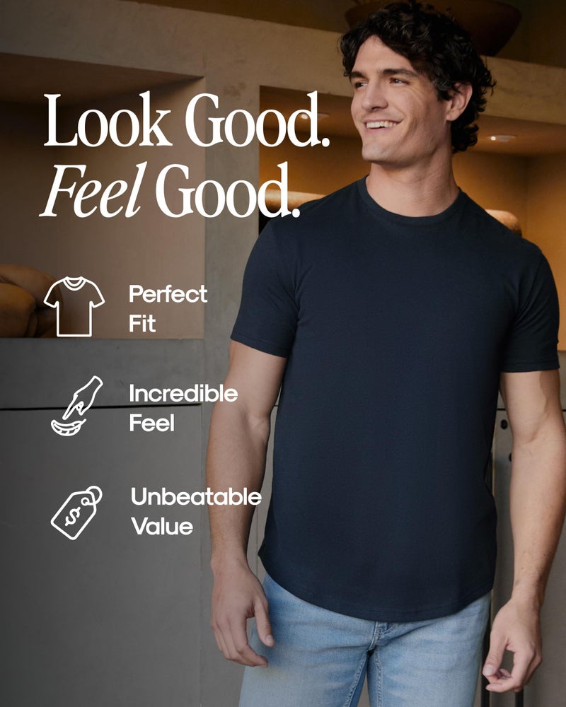 True Classic Mens T-Shirts â€“ Curved Hem Tee Mens, Hipster Shirts for Men, Long Tail T Shirts for Man, Drop Cut Lounge/Sleep, Pack of 1, Black, L - Image 5