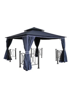 LIVING ACCENTS Bug Free Environment Duma Gazebo With Side Curtain And Mosquito Net Navy Blue 285 x 368 x 368 cm  - Image 2