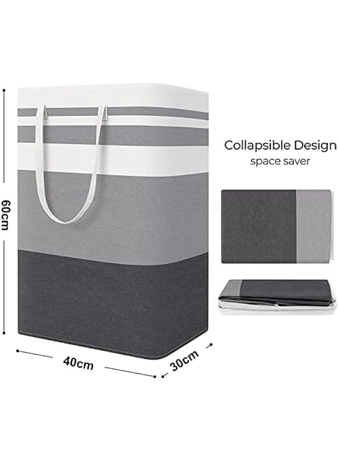 ميكسد سلة غسيل كبيرة ومقاومة للماء للملابس والألعاب في السكن الجامعي والعائلة - حزمة من 2 حقيبة قابلة للطي وذات مقابض ممتدة (رمادي تدرجي، 75 لتر) - Image 2