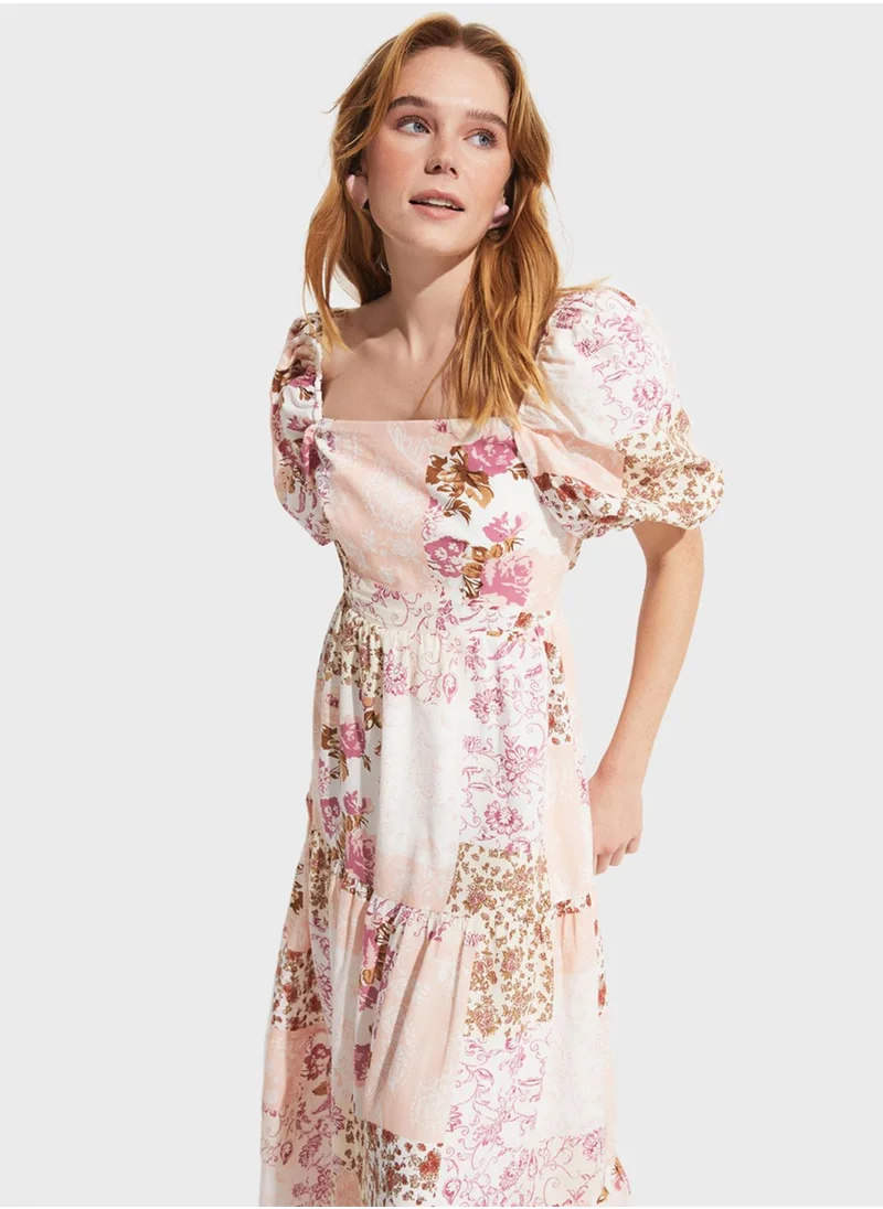 JUNE Printed Tiered Dress