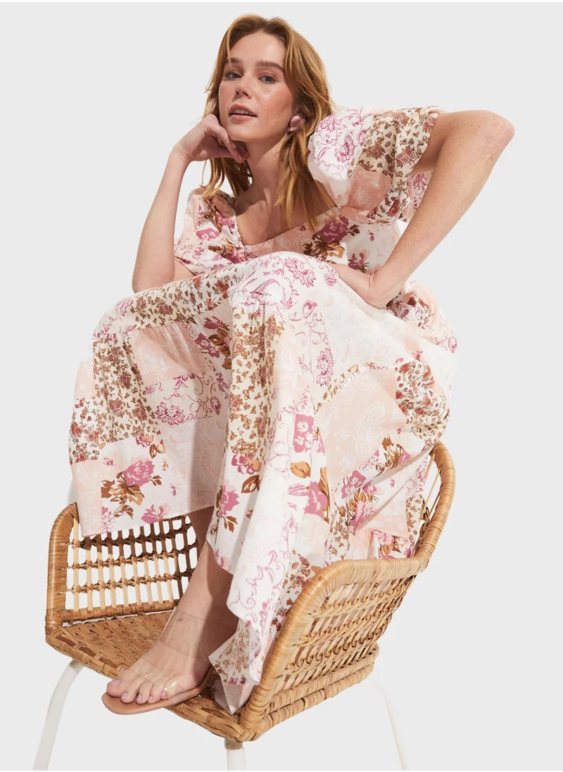 JUNE Printed Tiered Dress