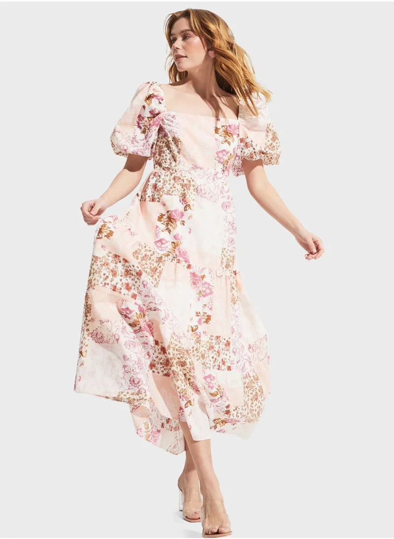 JUNE Printed Tiered Dress