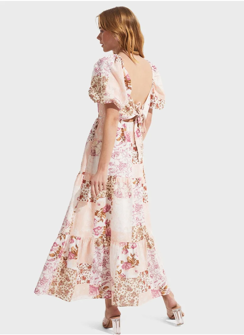 JUNE Printed Tiered Dress
