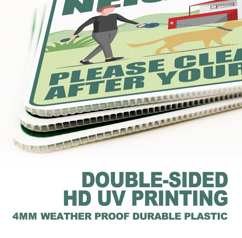 LARREEDE Clean Up After Your Dog Signs 2 Pack 12"x9" with Metal Stake, No Pooping Signs for Yard, Pick Up After Your Dog Signs - Image 2