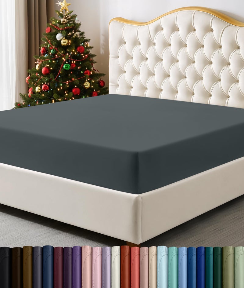 Utopia Bedding Cal King Fitted Sheet - Bottom Sheet - Deep Pocket - Soft Microfiber -Shrinkage and Fade Resistant-Easy Care -1 Fitted Sheet Only (Grey) - Image 1