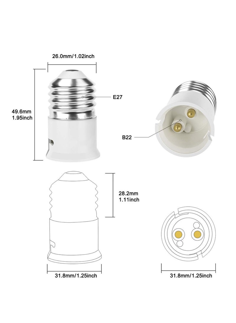 Barakah E27 to B22 Socket Converter, Screw to Bayonet Lamp Base Adapter, ES to BC Socket Adapter for LED, Incandescent, and CFL Bulbs, 6 Pack - Image 2