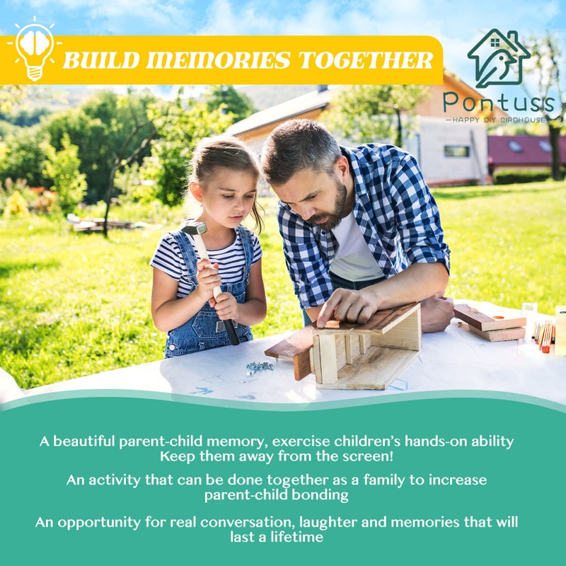 Pontuss DIY Birdhouse Kit with Paint Set - Kids' Wood Craft Kits - Make a Bird House Kit for Kids - DIY Woodcraft Building Projects for Kids and Adults- STEM Teaching Tools - Image 5