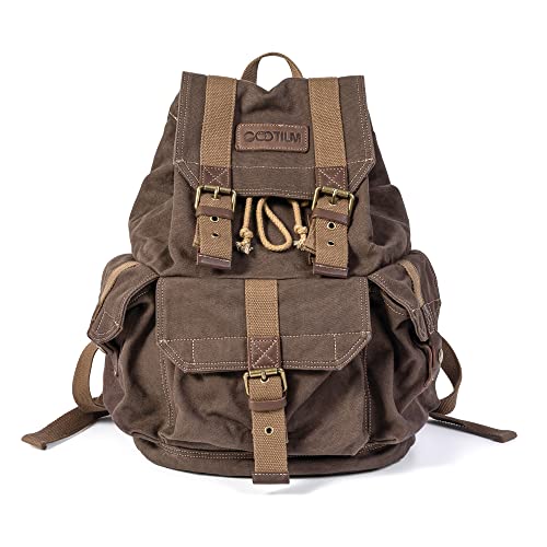 GOOTIUM 21101KA-S Specially High Density Thick Canvas Backpack Rucksack, Coffee, Small - Image 1