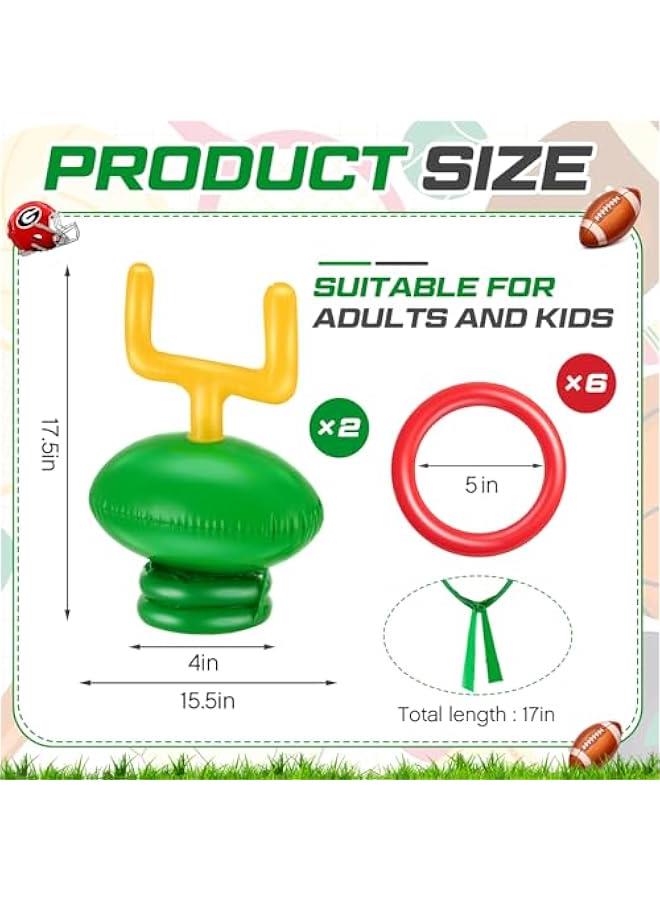 OCTOBER 2 Set Inflatable Post Ring Toss Football Goal Post Game Include 2 Pieces Hat 6 Pieces Toss Ring for Boys Girls Football Party Games(Classic Style)  - Image 2
