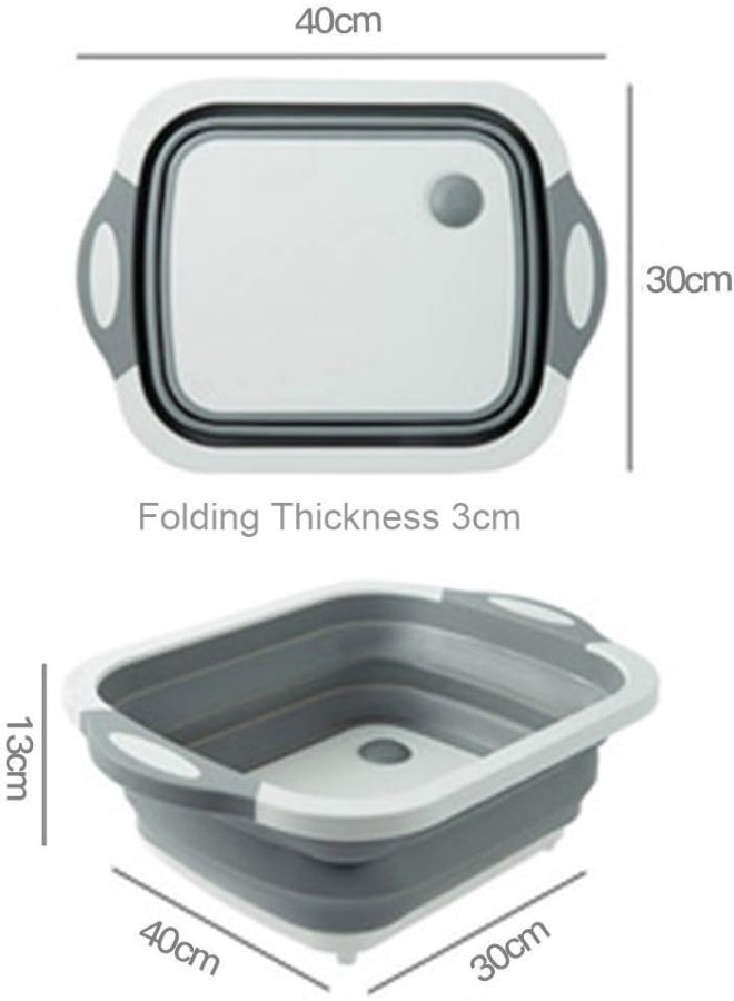 3 In 1 Folding Cutting Board With Basket Strainer, Multifunctional Drain Basket Collapsible Dish Tub, Fruit Vegetable Washing Basin, Sink Storage Basket For Home Kitchen Outdoor Camping  - Image 3