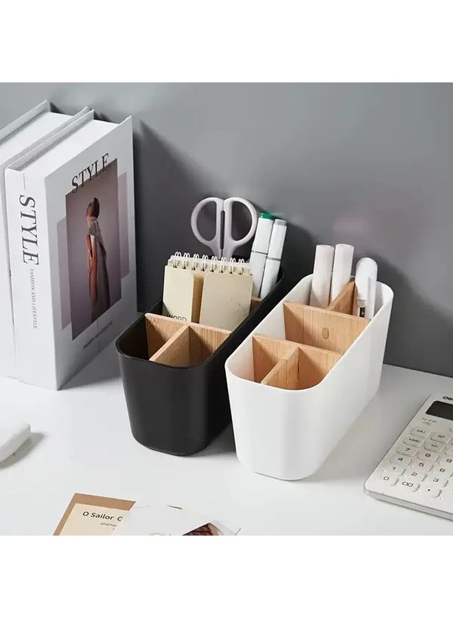 Black Bathroom Toothbrush Holder Modern 5 Slot Organizer Freestanding Storage Space Saving Stable Plastic Countertop - Image 5