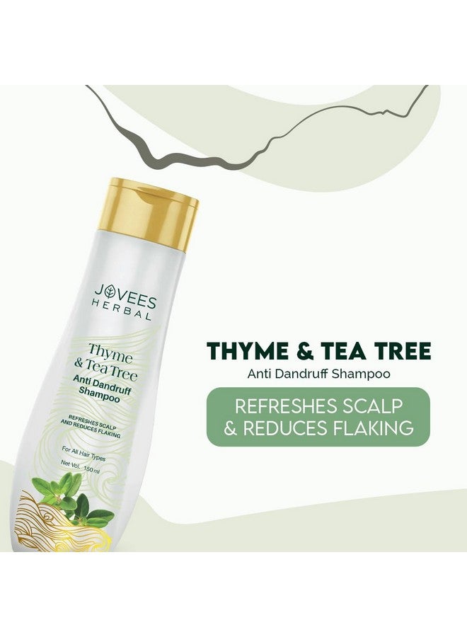 Jovees Herbal Thyme & Tea Tree Anti Dandruff Shampoo | With Tea Tree, Thyme & Lemon Extract | For All Hair Type | Prevents Dandruff & Dry Scalp 150ML - Image 3