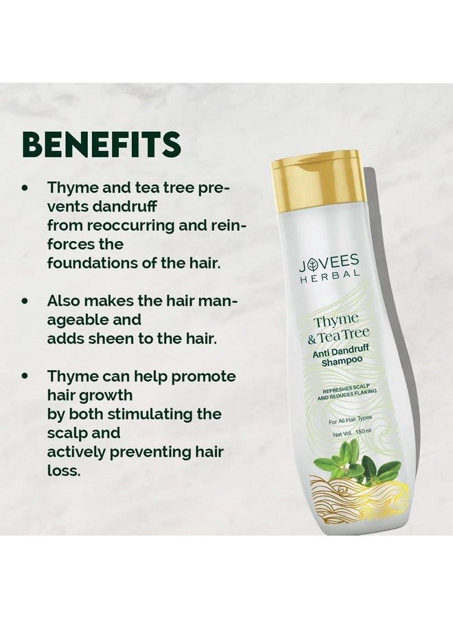 Jovees Herbal Thyme & Tea Tree Anti Dandruff Shampoo | With Tea Tree, Thyme & Lemon Extract | For All Hair Type | Prevents Dandruff & Dry Scalp 150ML - Image 4