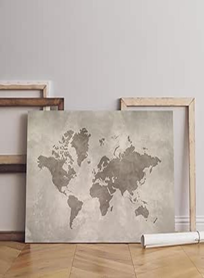 Home Gallery world map isolated concrete Printed canvas wall art 90x60 cm 