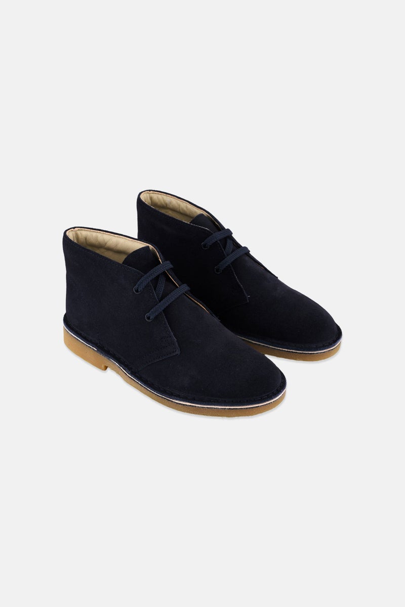 clarks Kids Boy Wide Lace Up Ankle Boots, Navy  - Image 1