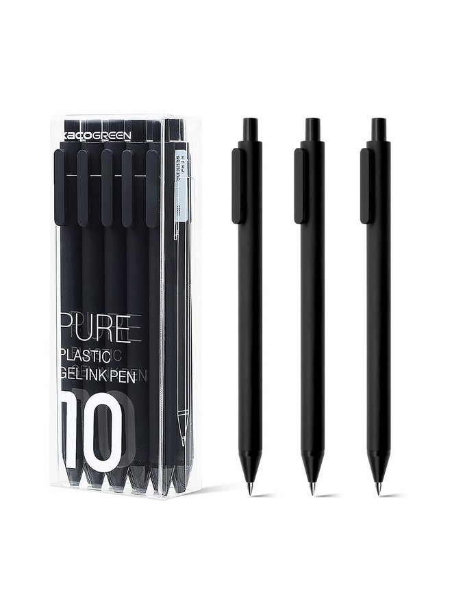 Kaco Gel Pens Black 0.5Mm Fine Point 10 Pieces Retractable Aesthetic Pens Office Supplies (10 Black) - Image 1