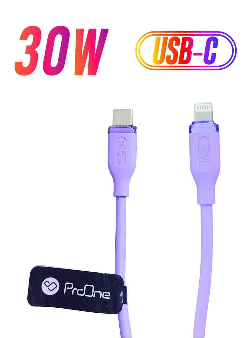 ProOne ProOne PCC122 Type-C to Lightning Charging and Data Cable, Fast Charging, High-Speed Data Transfer, Durable TPE Material 