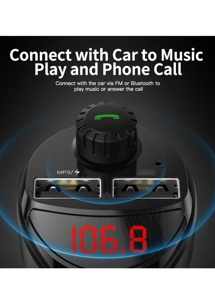 Raxoom B16 2.4A Dual USB Charger Car Bluetooth Transmitter(Black) - Image 4