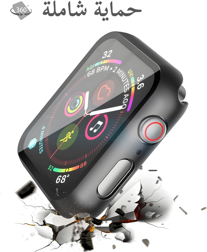 Misxi [2 Pack] Hard Black Case with Tempered Glass Screen Protector, Ultra Thin Anti-Scratch Protective Cover for iWatch 40mm Apple Watch SE 3 (2025) SE 2 SE Series 6 Series 5 Series 4 - Image 4