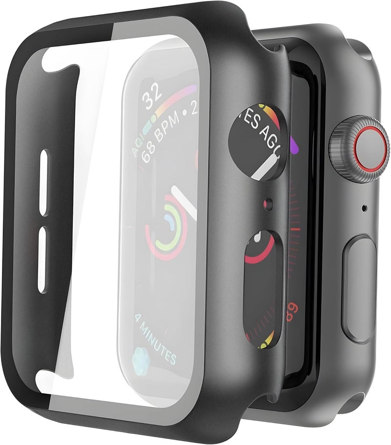 Misxi [2 Pack] Hard Black Case with Tempered Glass Screen Protector, Ultra Thin Anti-Scratch Protective Cover for iWatch 40mm Apple Watch SE 3 (2025) SE 2 SE Series 6 Series 5 Series 4 - Image 1