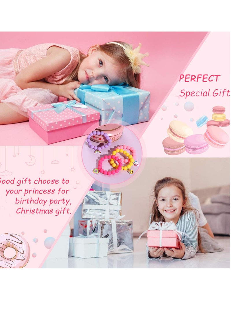 Excefore Unicorn Beads Pendant Bracelet for Kid Girl, 6PC, Rainbow Monster Sun Flower Heart Meteor Charm Friendship Bracelet Good Friend Gift - Image 2