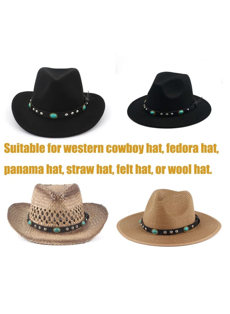 Excefore أشرطة قبعات للقبعات رعاة البقر قبعات باناما قبعات فيدورا للرجال والنساء مصنوعة يدويًا (مجموعة من 3) - Image 3