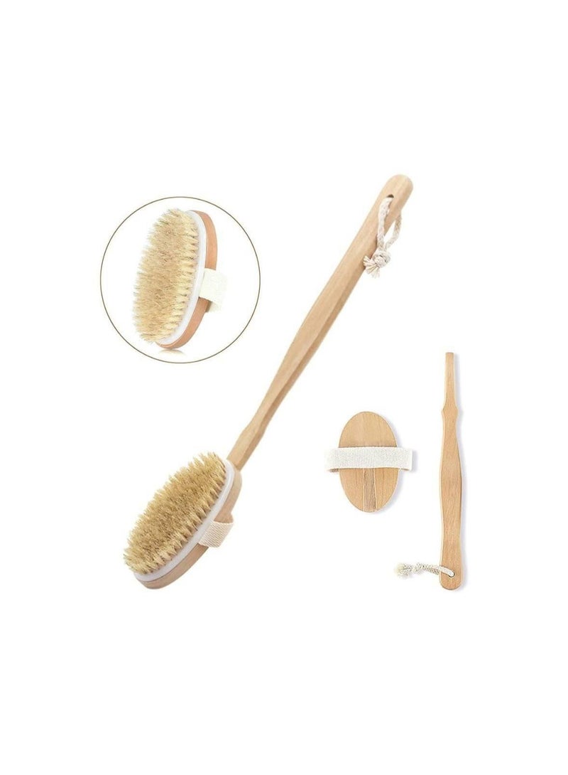 فرشاة جسم خشب بمقبض طويل لتقشير وتنظيف البشرة – متينة وعملية - Image 3