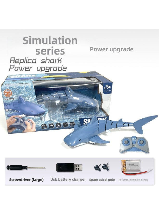 جهاز التحكم عن بعد الكهربائي لرش الماء على شكل قرش، يمكن إطلاق الحوت الخفيف 24 جيجا، قارب تحكم عن بعد للأطفال، حقيبة فتاة معدنية - اللون: قرش أزرق مقلد (قوي للغاية) - المواصفات: تكوين ثلاث بطاريات - Image 1