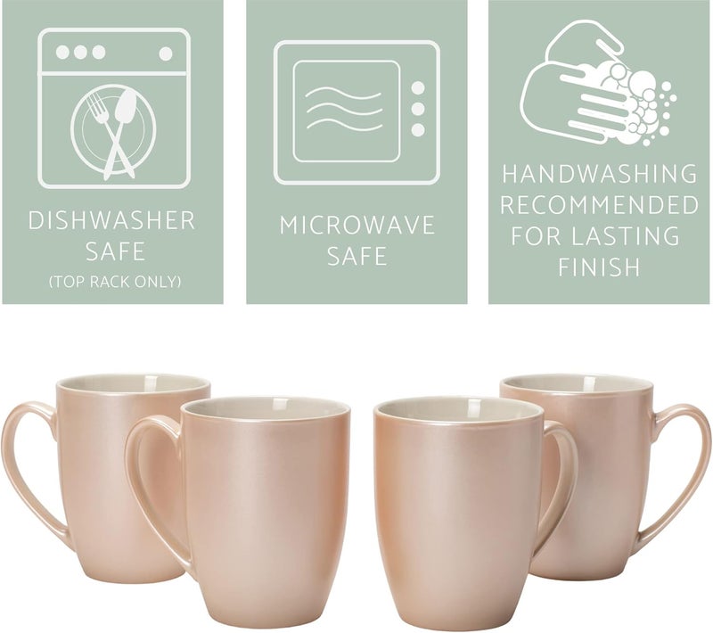 Elanze Designs Precious Pearl Finish 10 ounce New Bone China Coffee Cup Mugs Set of 4 - Image 4