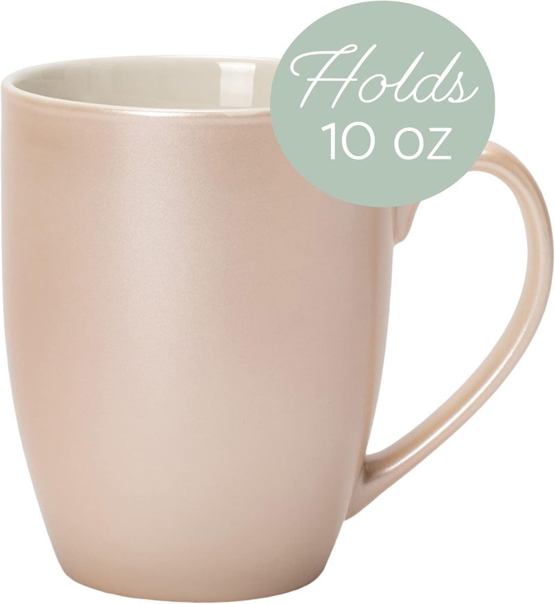 Elanze Designs Precious Pearl Finish 10 ounce New Bone China Coffee Cup Mugs Set of 4 - Image 3