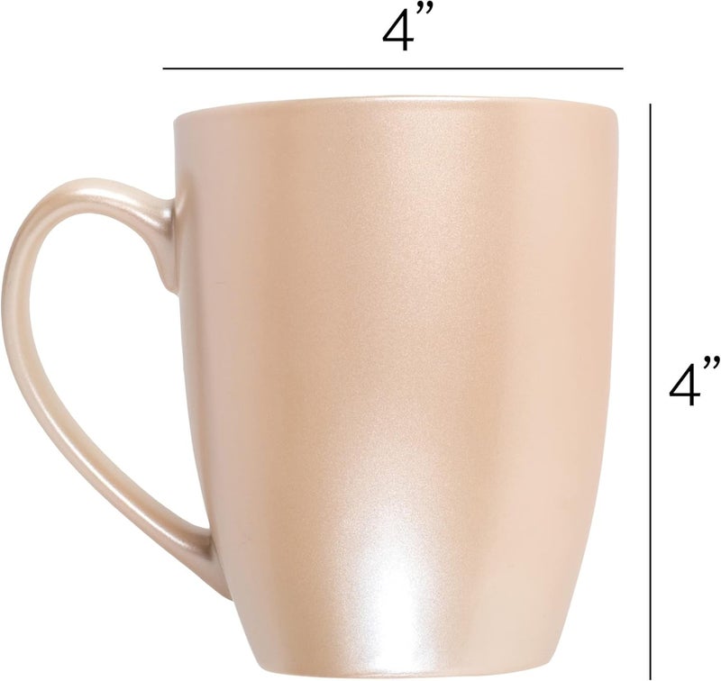 Elanze Designs Precious Pearl Finish 10 ounce New Bone China Coffee Cup Mugs Set of 4 - Image 5