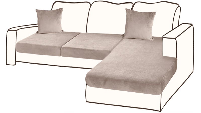 BTWA Sectional Couch Covers for 3Piece Seat Cushion Velvet Separate L Shape Couch Cover Stretch Sofa Slipcover with 2 Pieces Pillowcases Furniture Protector Sofa 2 Seater 1 Chaise Tan