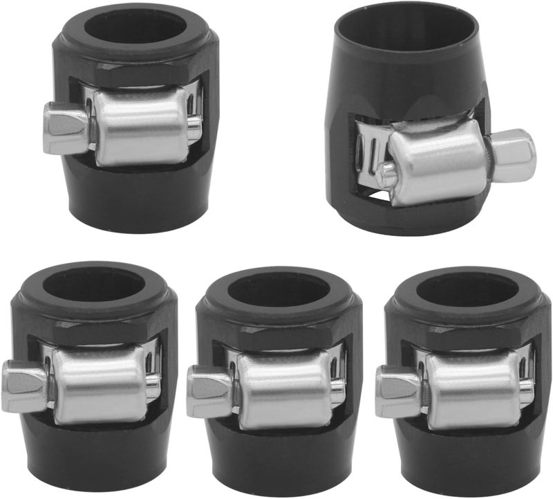 Ysil 10AN Hose Finisher Clamp Set - 5 Pcs Flexible Pipe Hex Clamps for 5/8 Fuel Line - Aluminum Black - Image 1