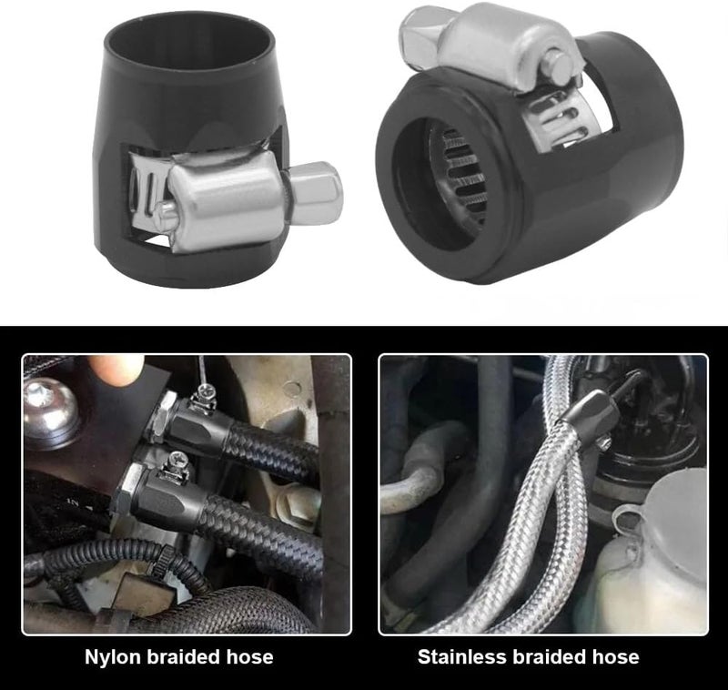 Ysil 10AN Hose Finisher Clamp Set - 5 Pcs Flexible Pipe Hex Clamps for 5/8 Fuel Line - Aluminum Black - Image 5