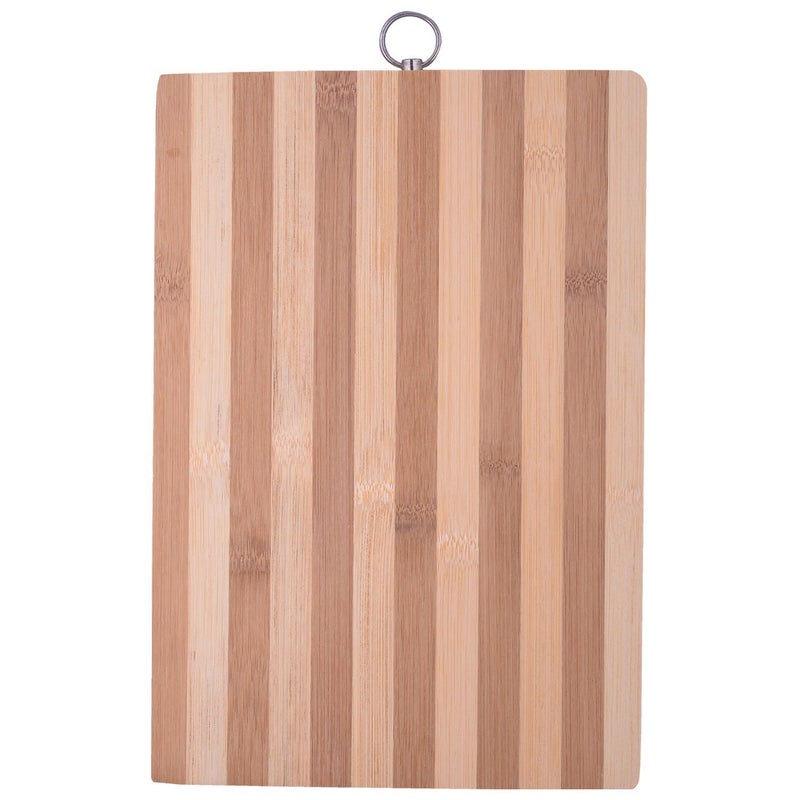 Go Hooked Go Hooked Wooden Bamboo Kitchen Chopping Cutting and Slicing Board with Holder for Fruits Vegetables and Meat Antibacterial Surface with Stainless Steel Handle Wooden Color Pack of 1 32x22 Cm  - Image 2