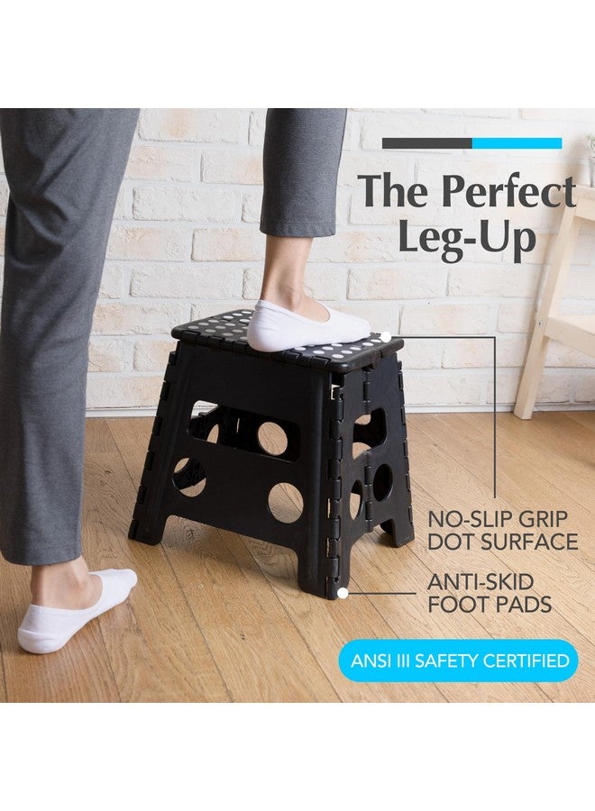 Handy Laundry Folding Lightweight Step Stool is Sturdy Enough to Support Adults and Safe Enough for Kids. Opens Easy with One Flip. Great for Kitchen, Bathroom or Bedroom. (Black- 13 inch) - Image 2