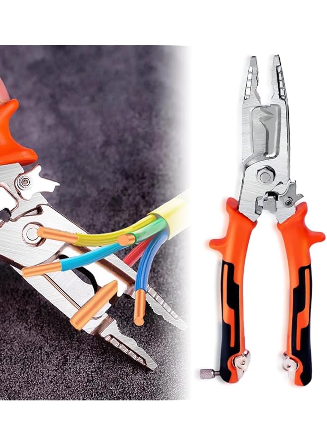 promass Multifunct Wire Stripper, 10 in 1 Hand Tool Multi-Purpose Professional Wire Stripping Tool, 8.7-inch Multipurpose Wire Stripper, Electrical Pliers Wire Stripping Pliers Tools (1PCS) - Image 1