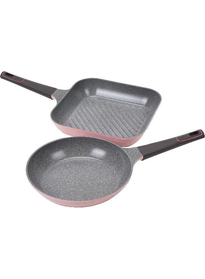 Neoflam 14-Piece Aluminum Granite Cookware Set Pink - Image 2