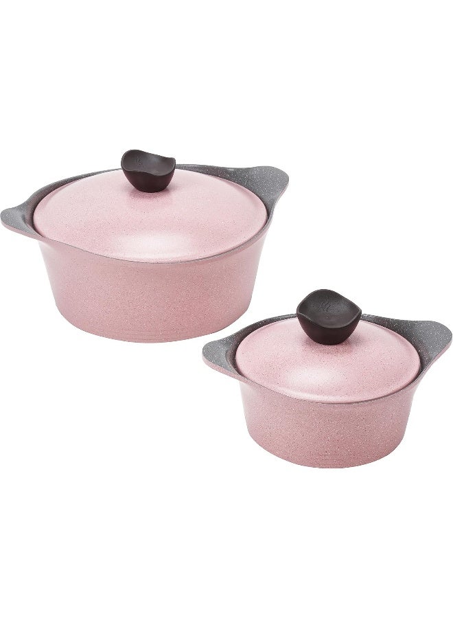 Neoflam 14-Piece Aluminum Granite Cookware Set Pink - Image 3